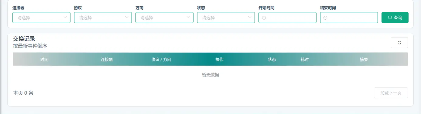 平台级被动外部链路监控真实前端在隔离夹具下的筛选控件与空态交换记录表格